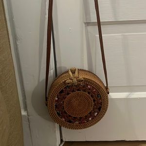 Rattan circle purse
